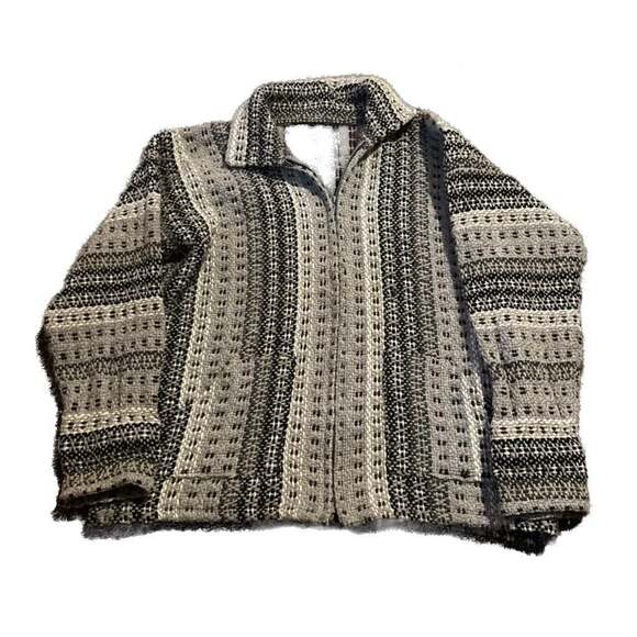 Vintage Hand Knitted Wool Blend Grandpacore Full Zip Sweater Jacket - Picture 2 of 4